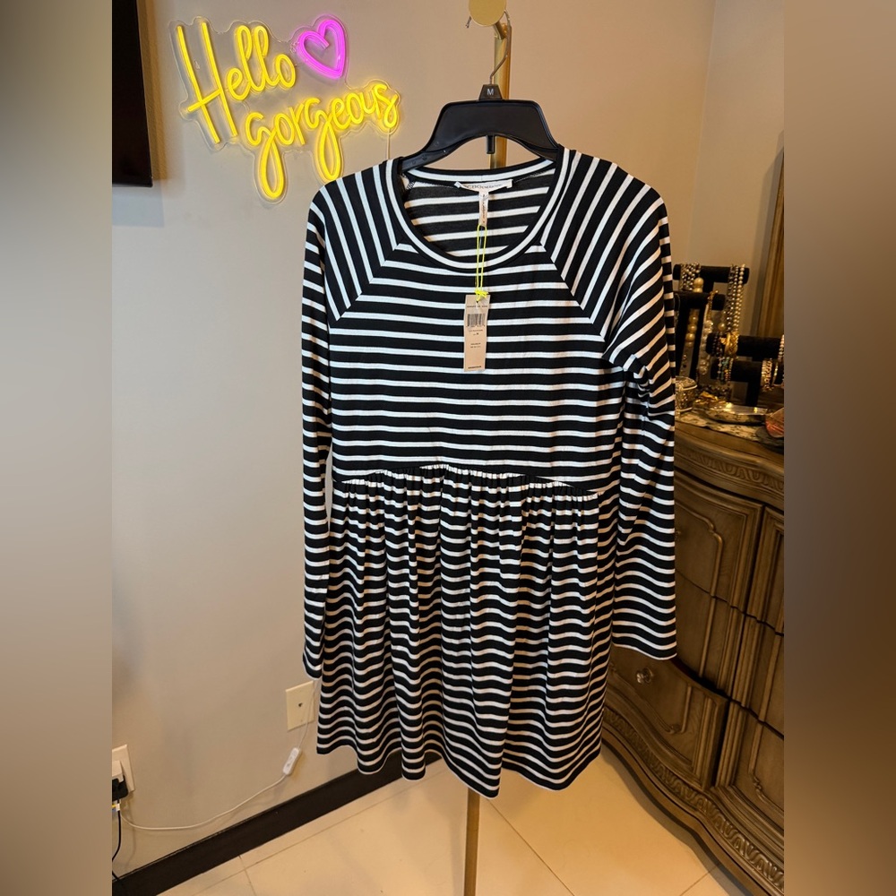 BCBGeneration Black and White Striped Kids Dress